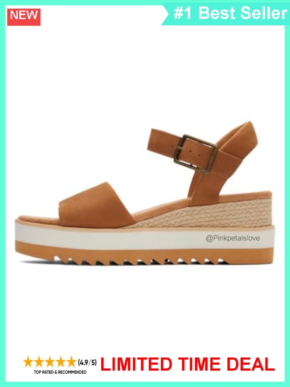 TOMS Diana Wedge Sandal Leather Upper CloudBound Insole